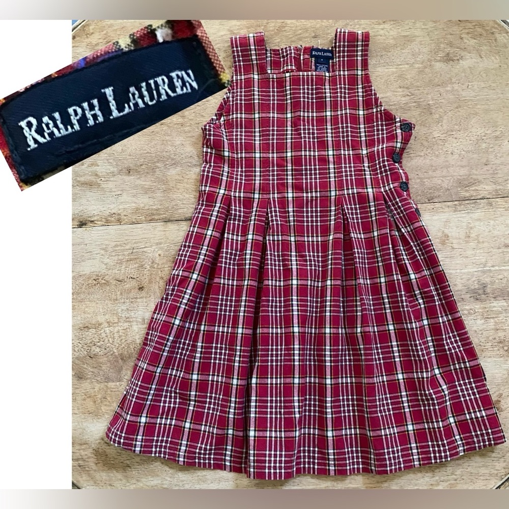 Ralph Lauren Girl’s Sz 6 100% Cotton‎ Red Plaid Jumper